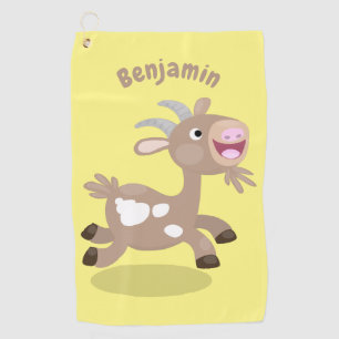 Cute happy billy goat cartoon golf towel