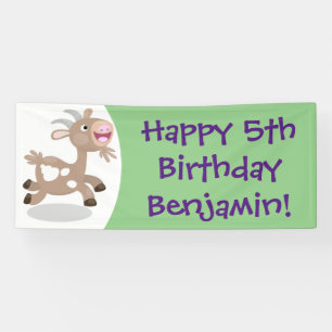 Cute happy billy goat cartoon illustration banner
