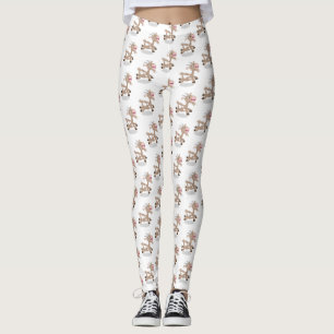 Cute happy billy goat cartoon illustration leggings