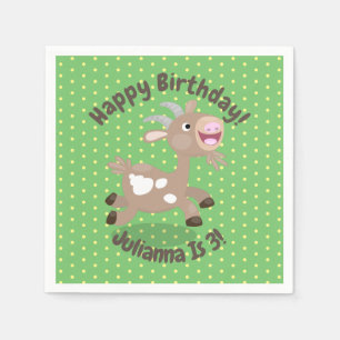 Cute happy billy goat cartoon illustration napkin