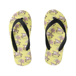 Cute happy billy goat cartoon kid's thongs