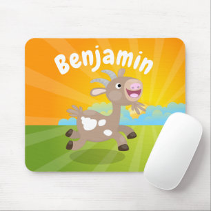 Cute happy billy goat cartoon mouse pad