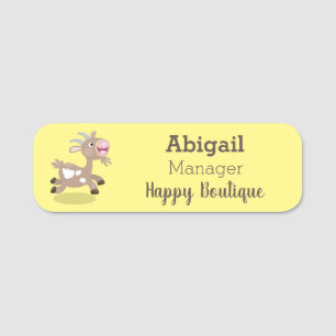Cute happy billy goat cartoon  name tag
