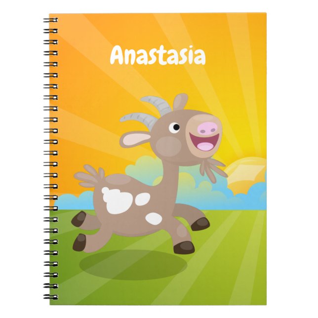 Cute happy billy goat cartoon notebook (Front)