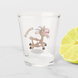 Cute happy billy goat cartoon  shot glass