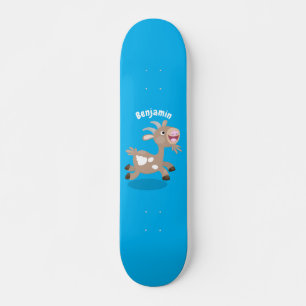 Cute happy billy goat cartoon skateboard