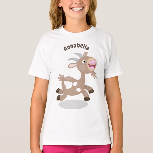 Cute happy billy goat cartoon T-Shirt (Front)