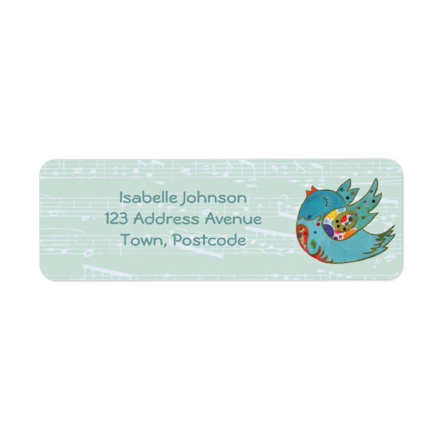 Cute happy bird return address label (Front)