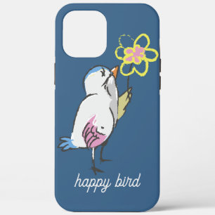 Cute Happy Bird Yellow Flower iPhone 12 Pro Max Case