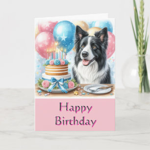 Cute Happy Birthday Border Collie Greeting Card
