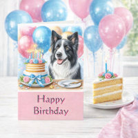 Cute Happy Birthday Border Collie Greeting Card