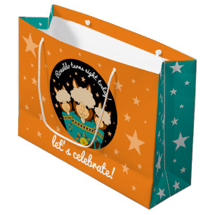 Cute Happy Birthday Boy Alpacas in Teal Serapes Large Gift Bag