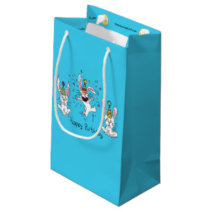 Cute Happy Birthday Bunny Rabbits Kids Small Gift Bag