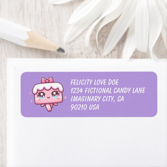 Cute Happy Birthday Cake Return Labels (Insitu)