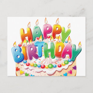 Cute Happy Birthday Candle Cake Postcard