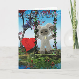 Cute Happy Birthday card with Ram and heart
