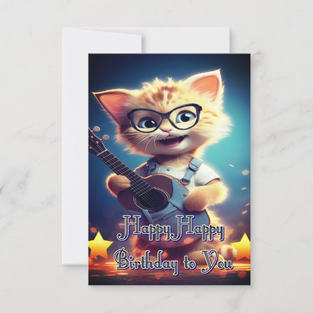 Cute Happy Birthday cat (Front)