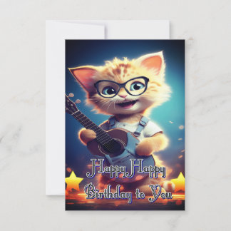 Cute Happy Birthday cat Card