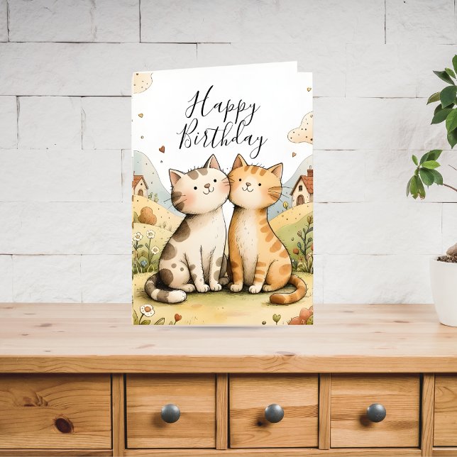 Cute Happy Birthday Cat Holiday Card (Creator Uploaded)