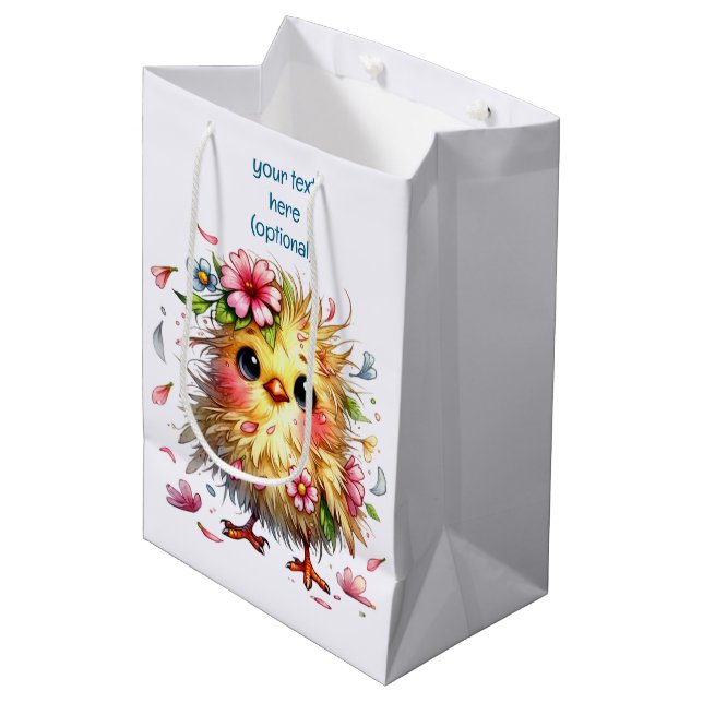 Cute Happy Birthday Chick Medium Gift Bag (Front Angled)