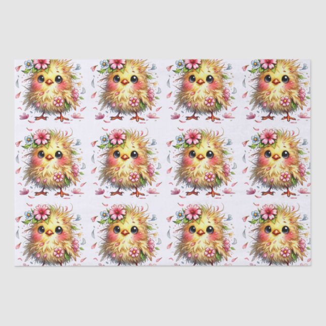 Cute Happy Birthday Chick Tissue Paper (Front)