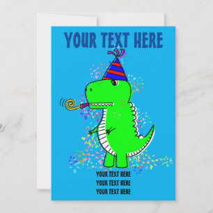 Cute Happy Birthday Dinosaur Confetti  Invitation