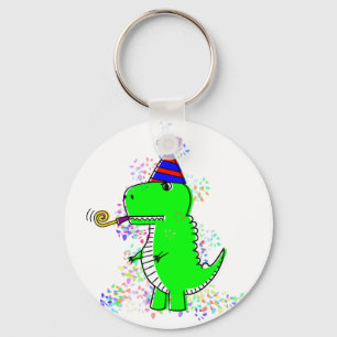 Cute Happy Birthday Dinosaur Confetti  Key Ring