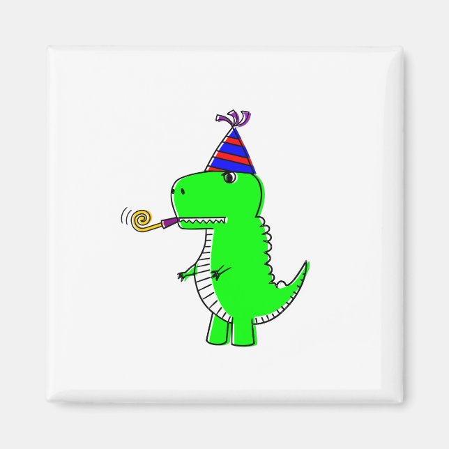 Cute Happy Birthday Dinosaur Magnet (Front)