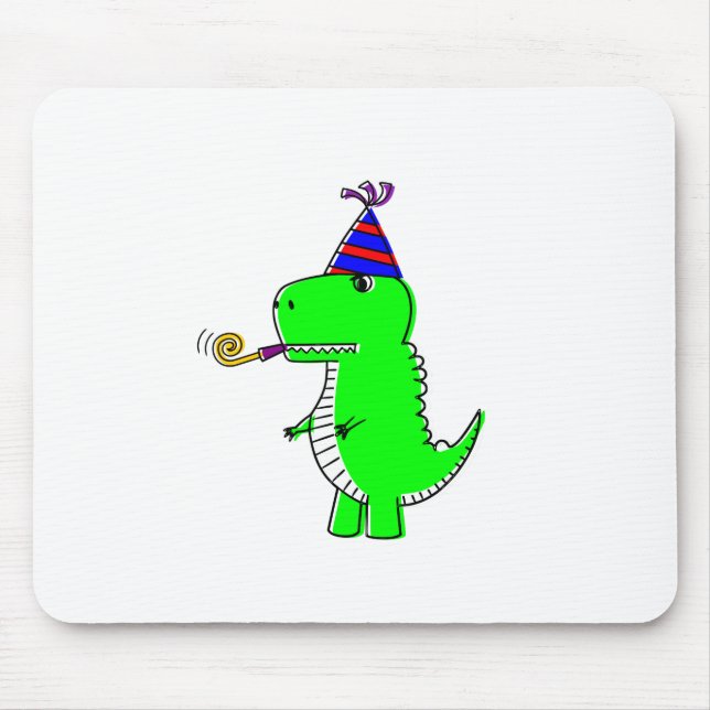Cute Happy Birthday Dinosaur Mouse Pad (Front)