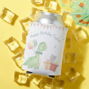 Cute Happy Birthday Dinosaur Party Can Cooler