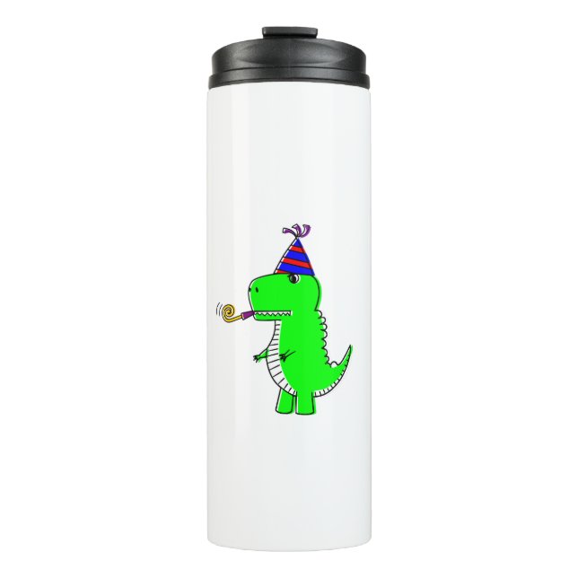 Cute Happy Birthday Dinosaur Thermal Tumbler (Front)