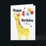 Cute Happy Birthday Giraffe Niece Card<br><div class="desc">Cute happy birthday giraffe kids birthday card with custom age option! Just click to change the template to make it your own. All text is adjustable. Artwork by Valarie Wade.</div>