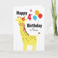Cute Happy Birthday Giraffe Niece Card