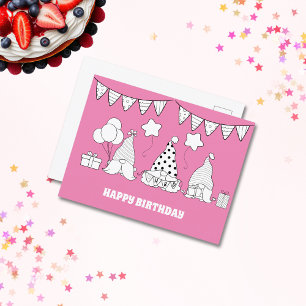 Cute Happy Birthday Gnome Stamp Postcard