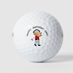 Cute Happy Birthday Golfer Dad Golf Balls