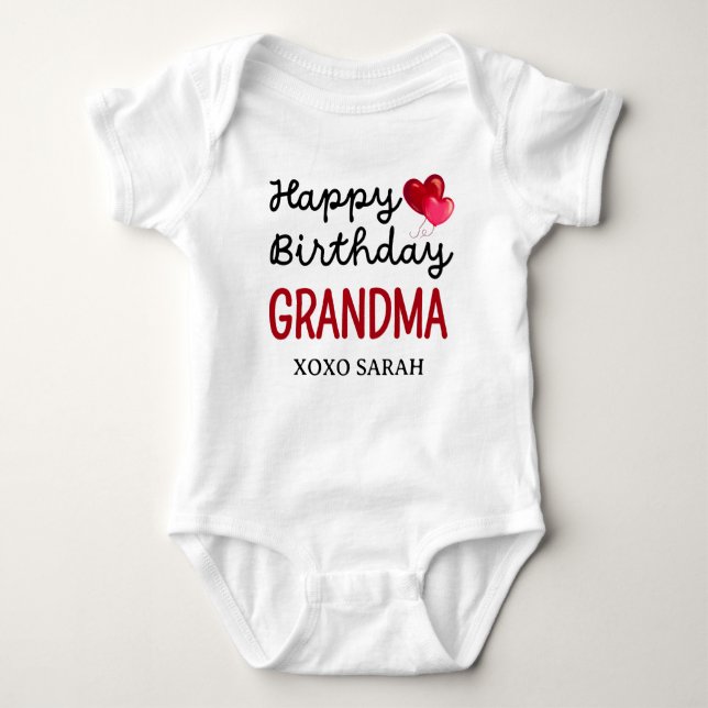 Cute Happy Birthday Grandma Baby Bodysuit (Front)