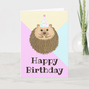 Cute Happy Birthday Hedgehog Birthday Card