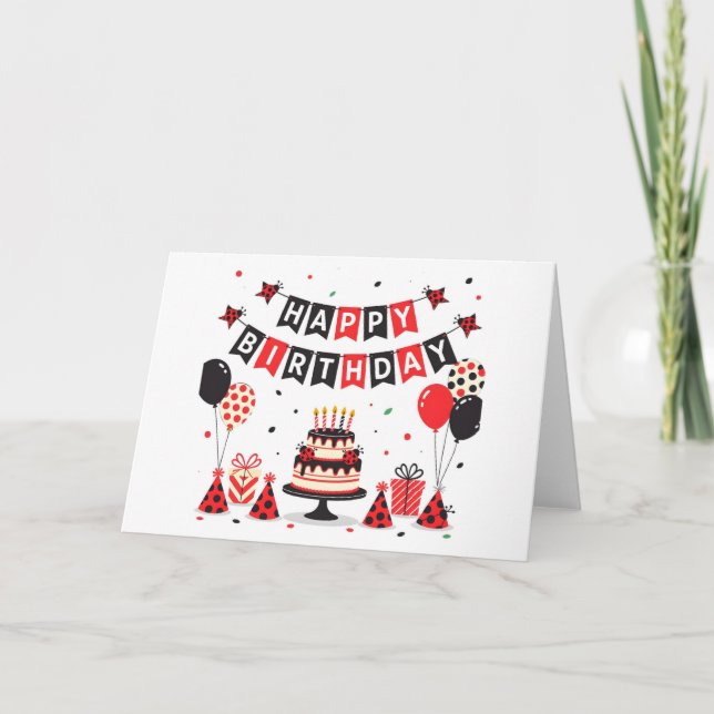 Cute Happy Birthday ladybug theme Card (Front)