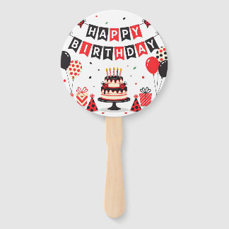 Cute Happy Birthday ladybug theme Hand Fan