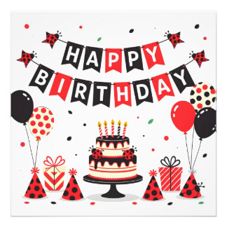 Cute Happy Birthday ladybug theme Photo Print