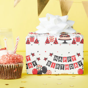 Cute Happy Birthday ladybug theme Wrapping Paper