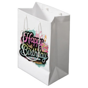 Cute Happy Birthday lady's party  Medium Gift Bag