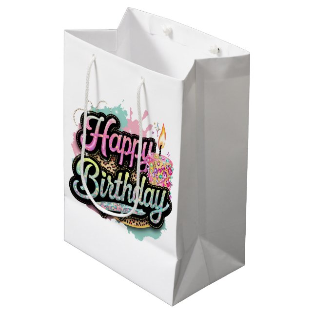 Cute Happy Birthday lady's party  Medium Gift Bag (Front Angled)