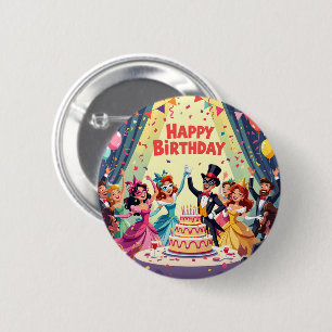 Cute Happy Birthday masquerade theme 6 Cm Round Badge