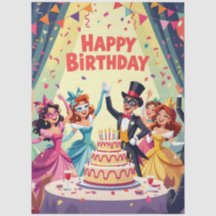 Cute Happy Birthday masquerade theme