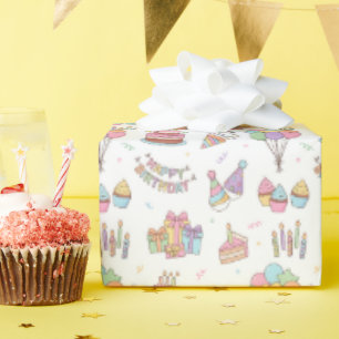 Cute Happy Birthday Pattern Wrapping Paper