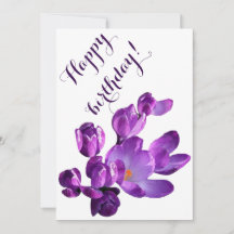 Cute Happy birthday purple crocus card