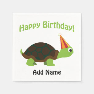 Cute Happy Birthday! Turtle Napkin