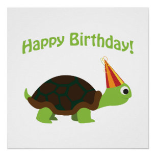 Cute Happy Birthday! Turtle Poster