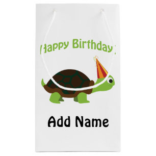 Cute Happy Birthday! Turtle Small Gift Bag